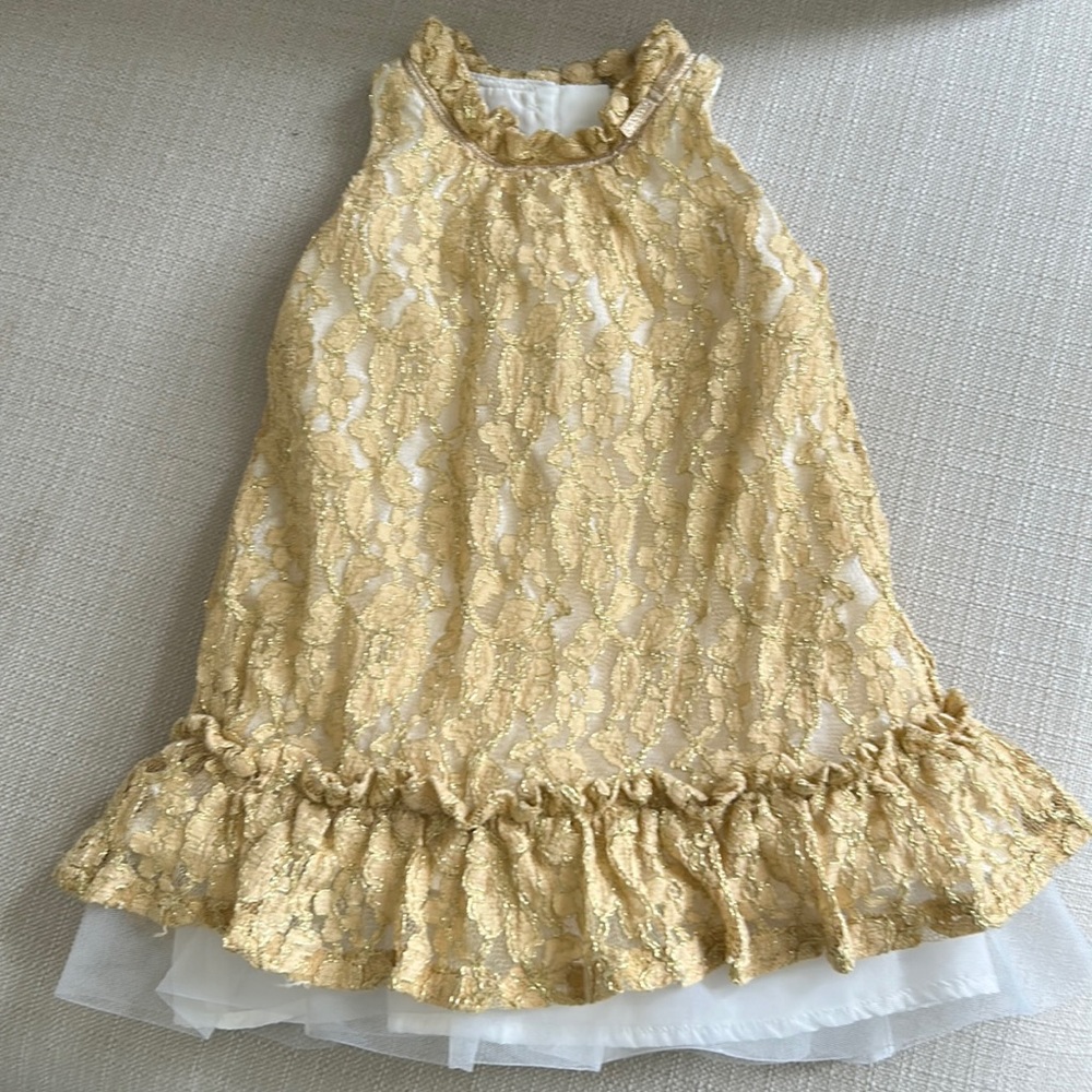 Janie and Jack Gold Lace Formal Dress